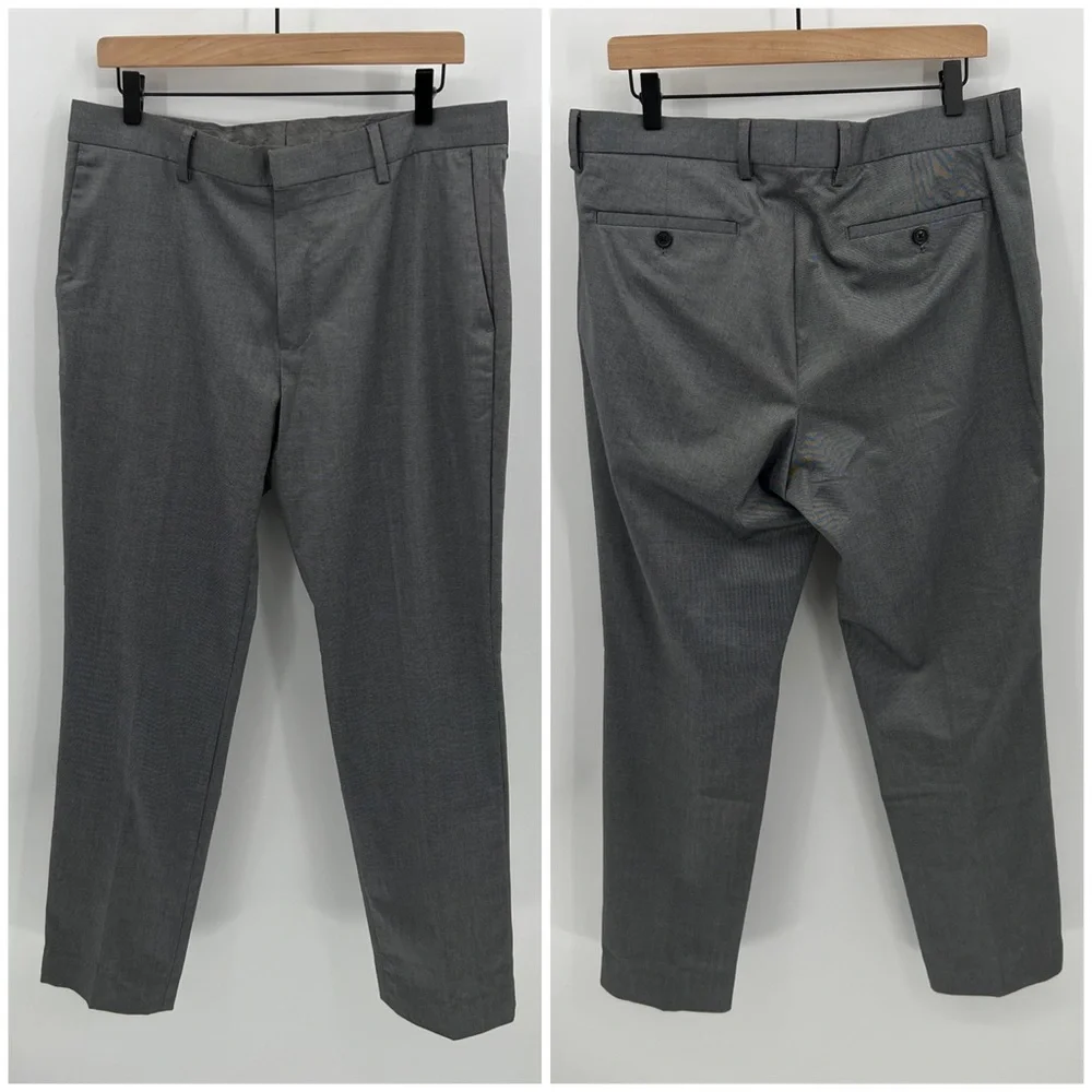 Banana Republic gray mini checkered slim fit trousers